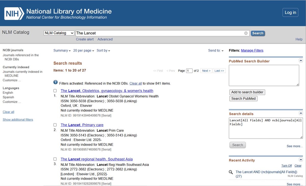 Finding PubMed Journals
