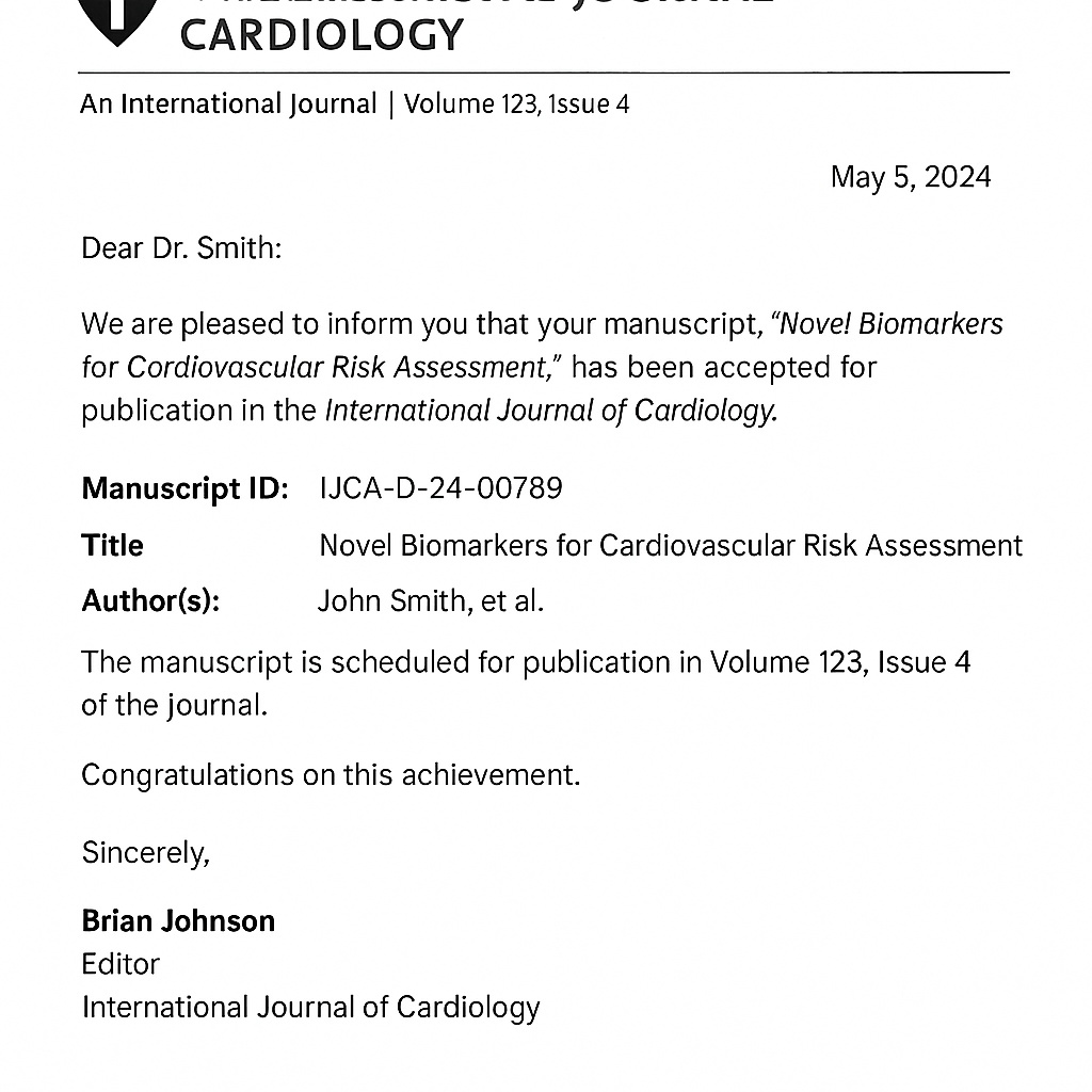 An example of an Acceptance Letter