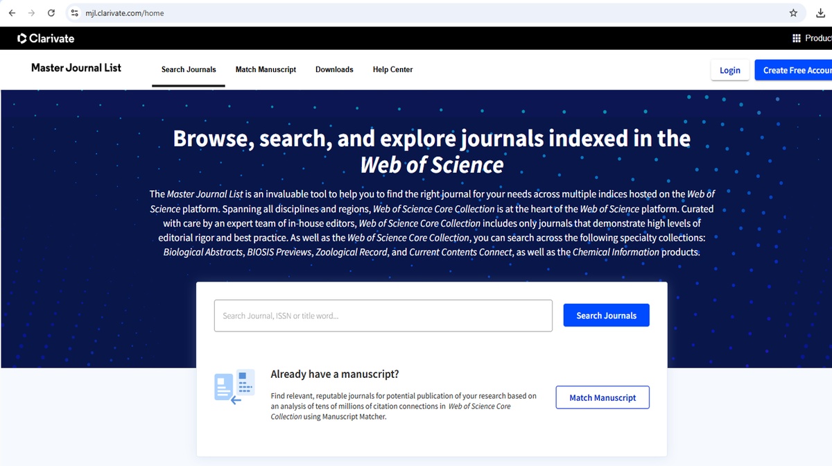 Clarivate’s Master Journal List