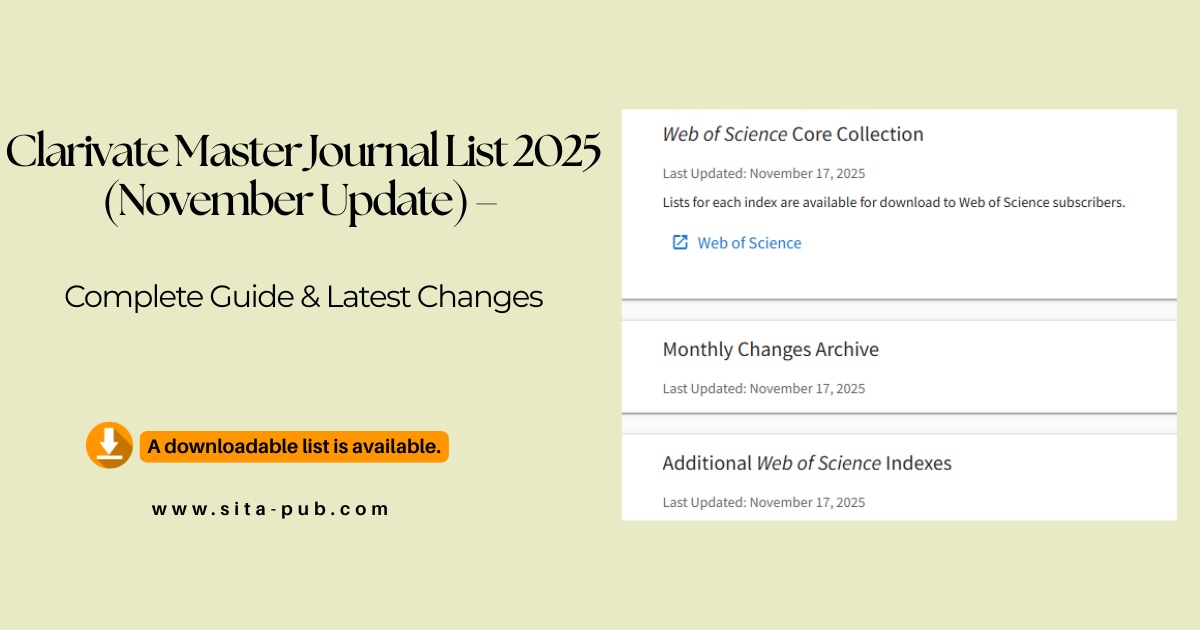 Clarivate Master Journal List 2025 (November Update) – Complete Guide & Latest Changes