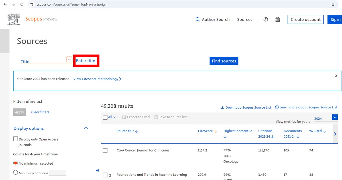 Search for Your Journal